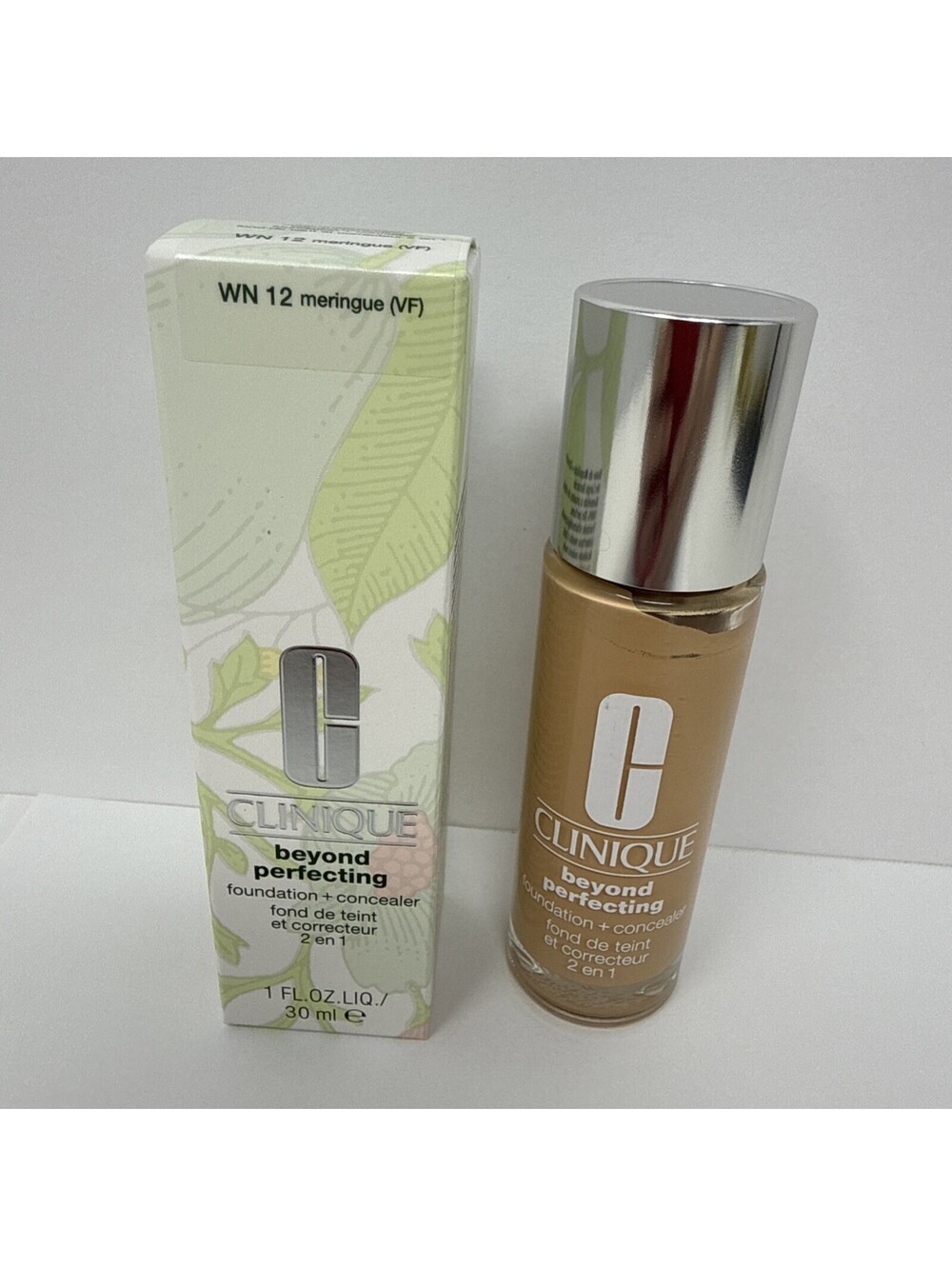 CLINIQUE BEYOND PERFECTING 1 OZ FOUDATION CONCEALER WN 12 MERINGUE RN 1